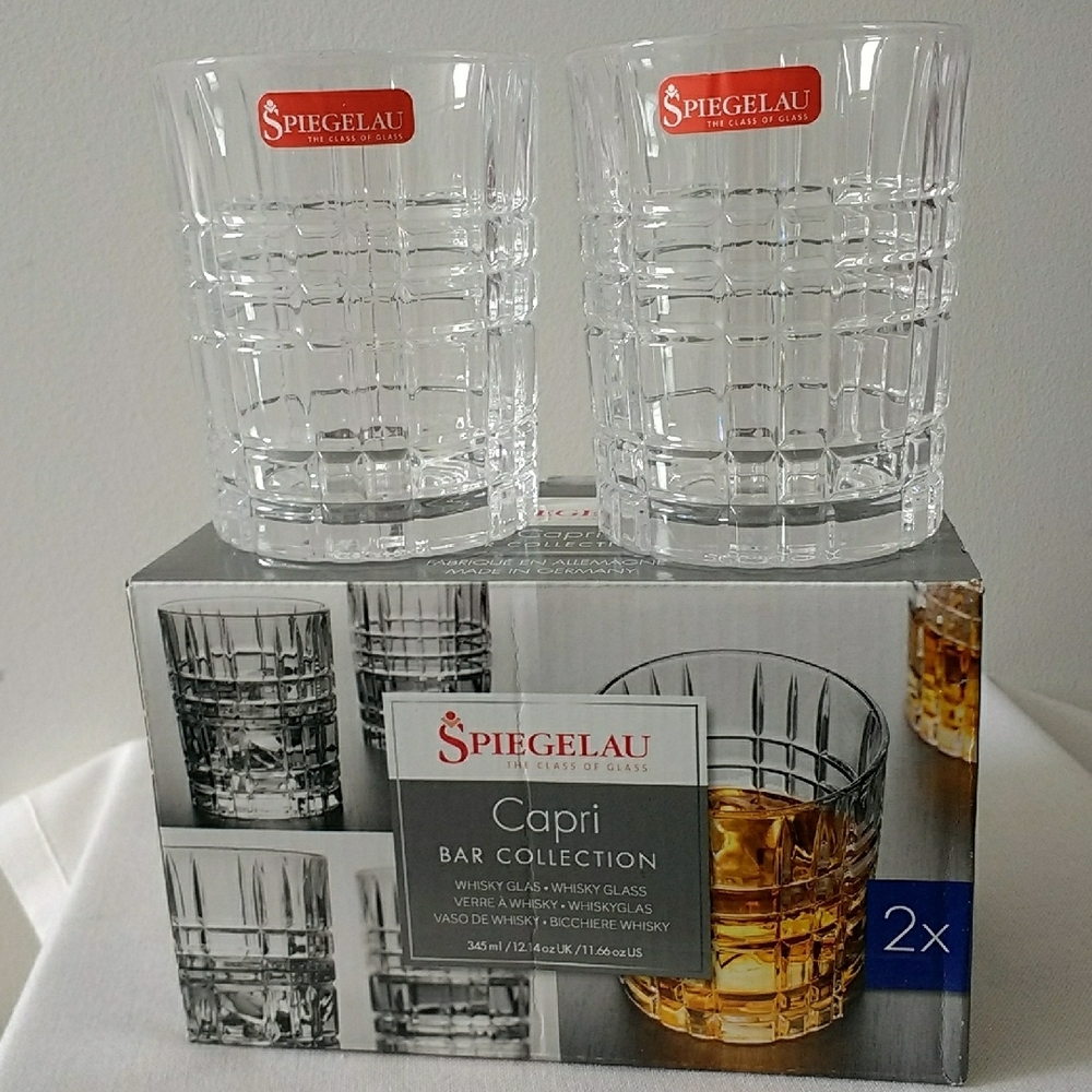 Set of Two Crystal Glass Whiskey Tumblers